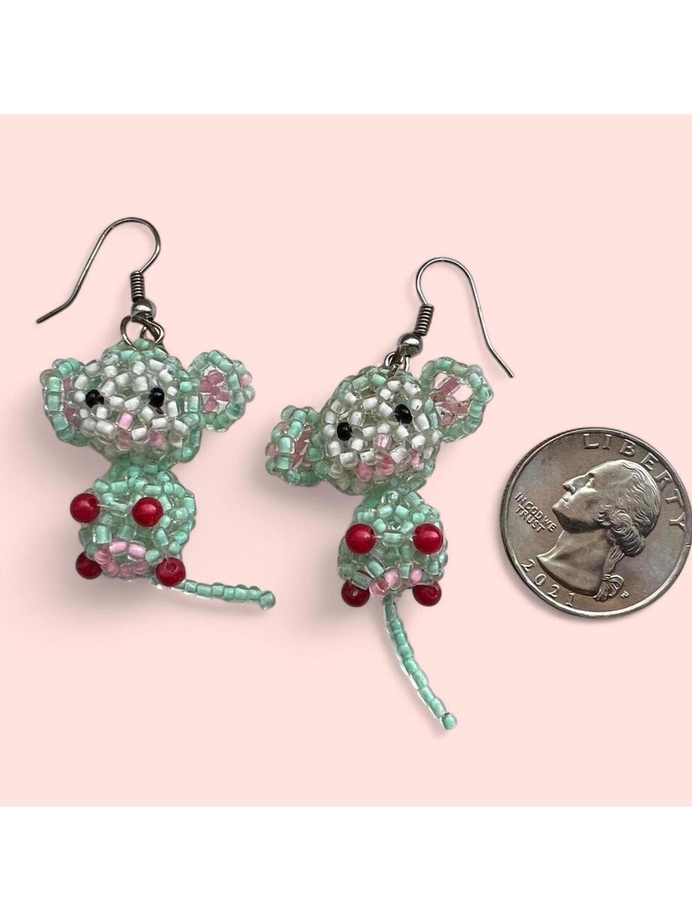 handmade beaded monkey earrings